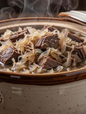 Tradycyjny polski bigos w glinianym garnku